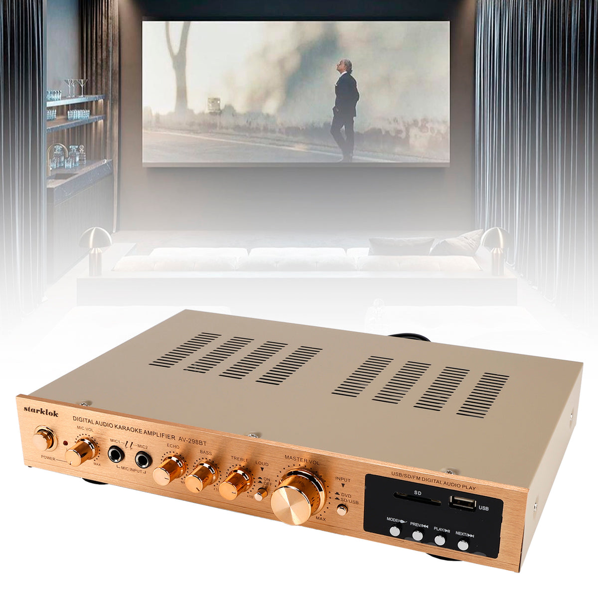 2000W 5CH Power Amplifier Amplificador HiFi Stereo AV Surround Amplifier SD FM