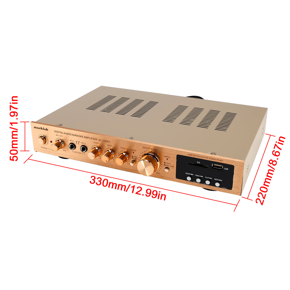 2000W 5CH Power Amplifier Amplificador HiFi Stereo AV Surround Amplifier SD FM