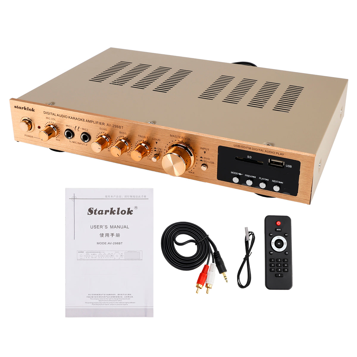 2000W 5CH Power Amplifier Amplificador HiFi Stereo AV Surround Amplifier SD FM