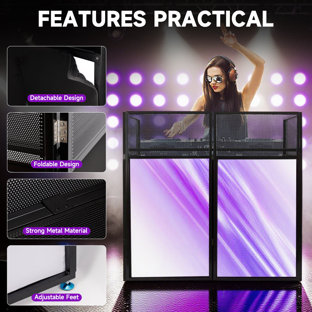 Portable DJ Facade Table Station 45"x42" Event Booth Facade Metal Foldable Frame