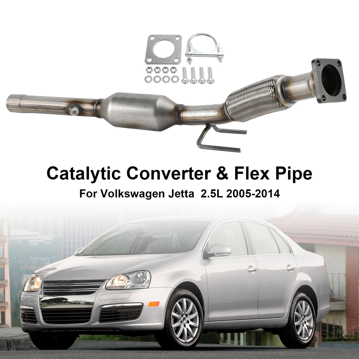 Catalytic Converter & Flex Pipe For Volkswagen Jetta 2.5L 2005 2006 2007-2014