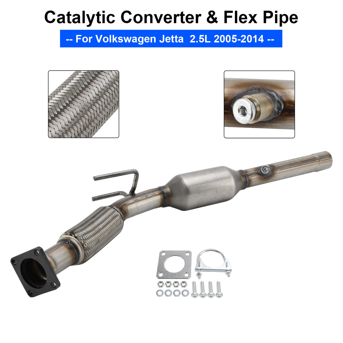 Catalytic Converter & Flex Pipe For Volkswagen Jetta 2.5L 2005 2006 2007-2014
