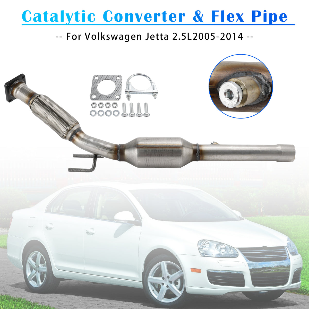 Catalytic Converter & Flex Pipe For Volkswagen Jetta 2.5L 2005 2006 2007-2014