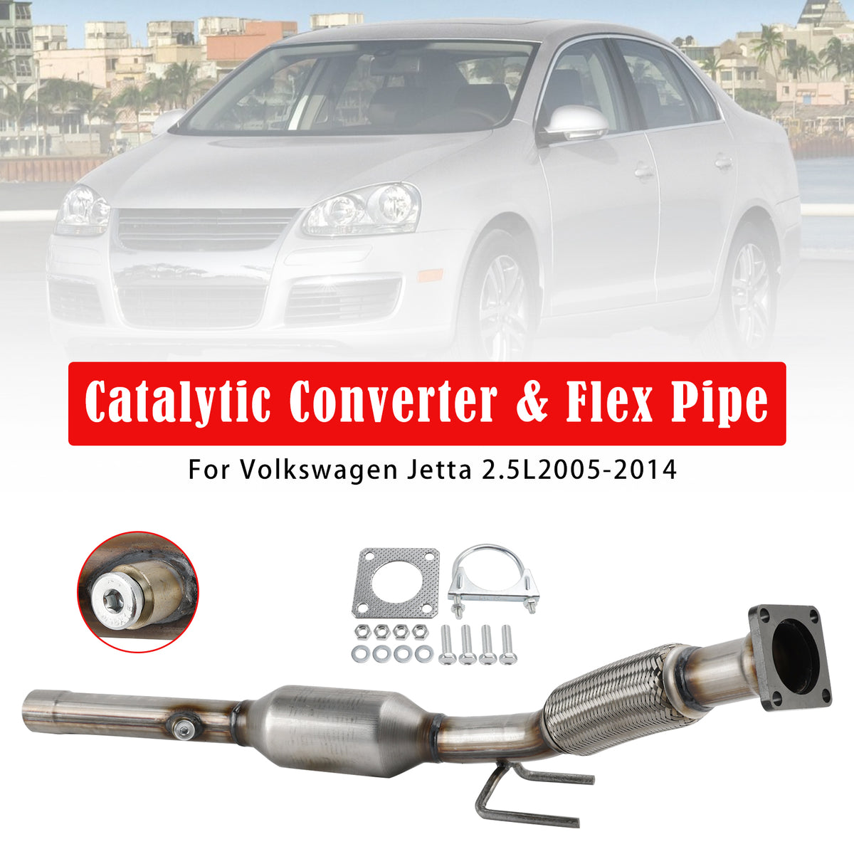 Catalytic Converter & Flex Pipe For Volkswagen Jetta 2.5L 2005 2006 2007-2014