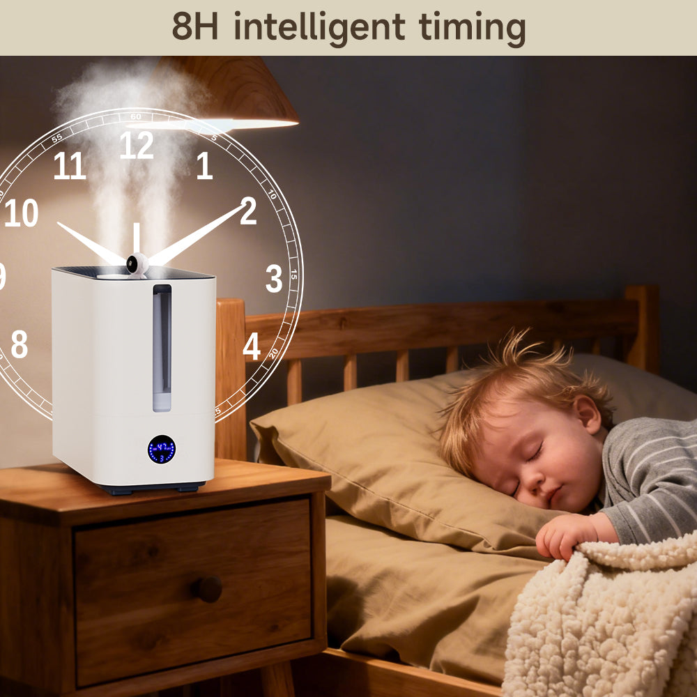 9.8L Large Capacity Humidifier 800ml/h Nano Four-Spray 50H Runtime 34dB Ultra-Quiet Top-Fill Smart Display with Timer & Auto Shut-Off
