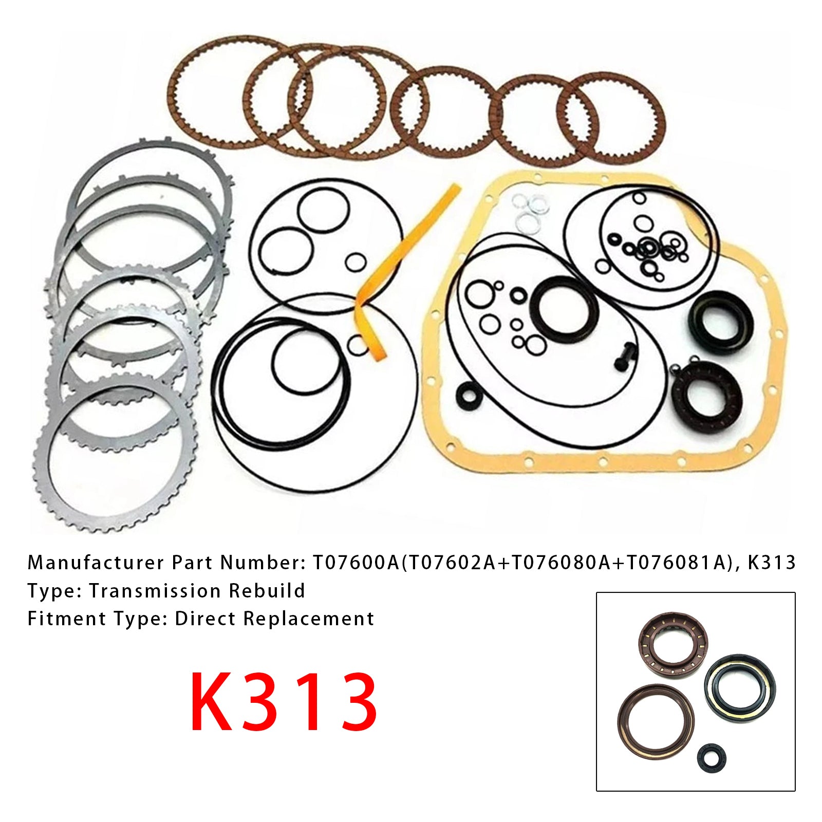 2013-2016 TOYOTA COROLLA 1.8L Auto Transmission Master Rebuild Kit Overhaul K313