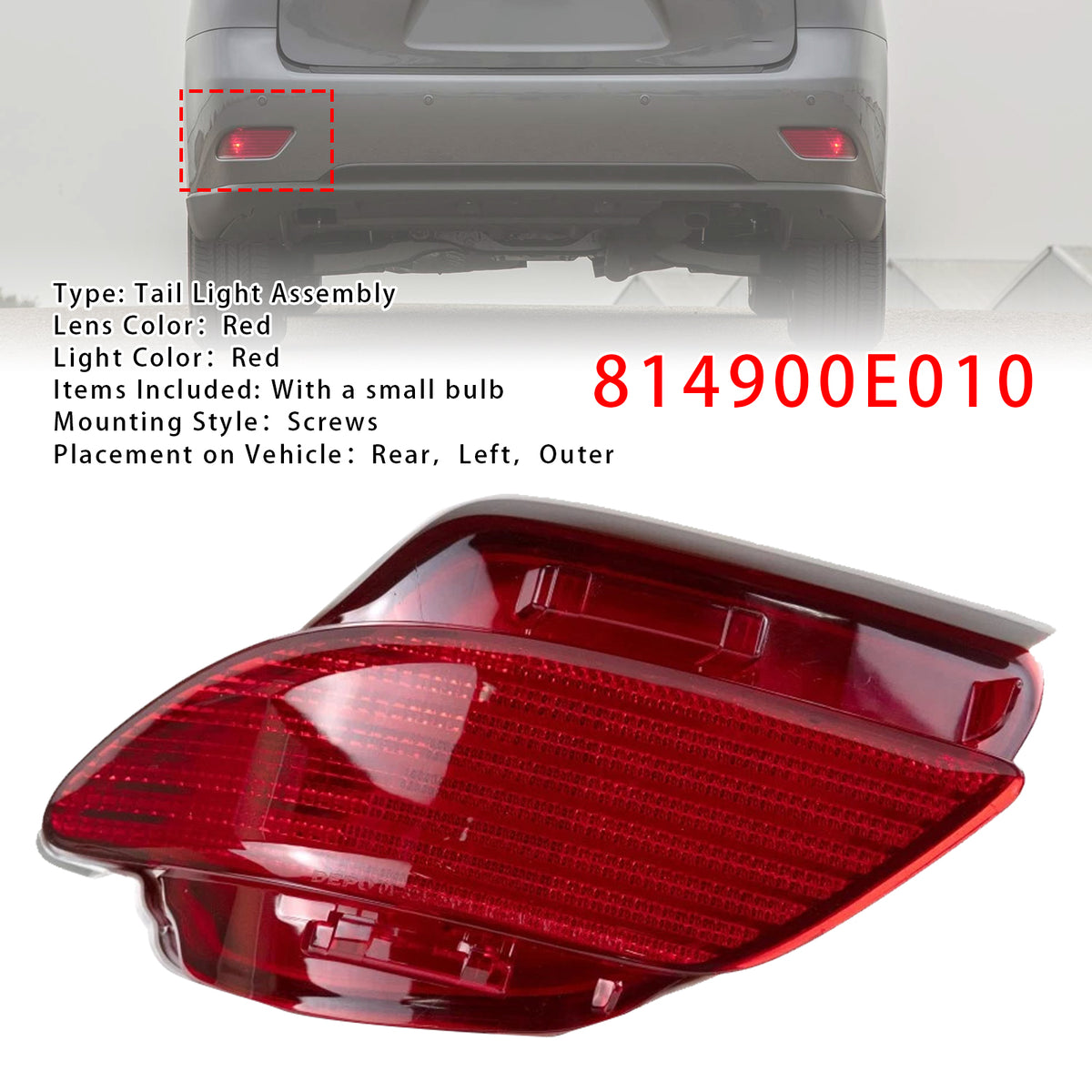 2014-2015 Lexus RX350 Sportdesign Left Rear Bumper Reflector 81490-0E010 81490 0E010 Generic