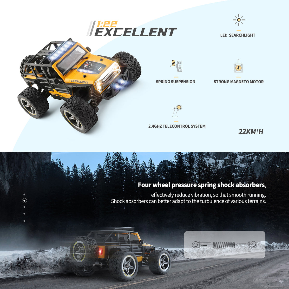 Wltoys 22201 1/22 Crawler 22km/h Brushed 2.4GHz Crawler 2WD Remote Control Car