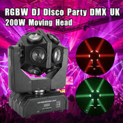 200W Moving Head 12 LED Rotating Beam Stage Light RGBW DJ Disco Party DMX US