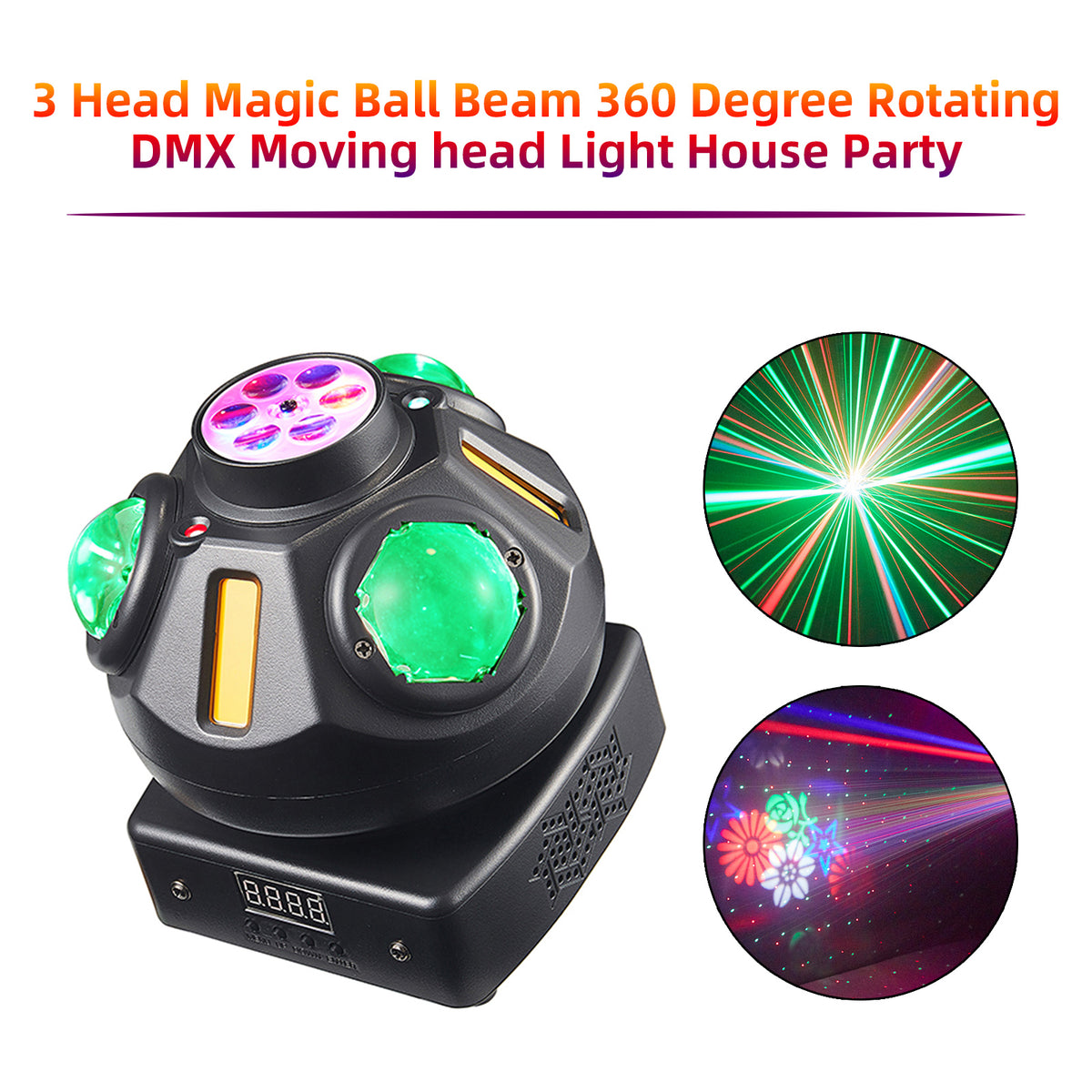 3 Head Magic Ball Beam 360 Degree Rotating DMX Moving head Light House Party