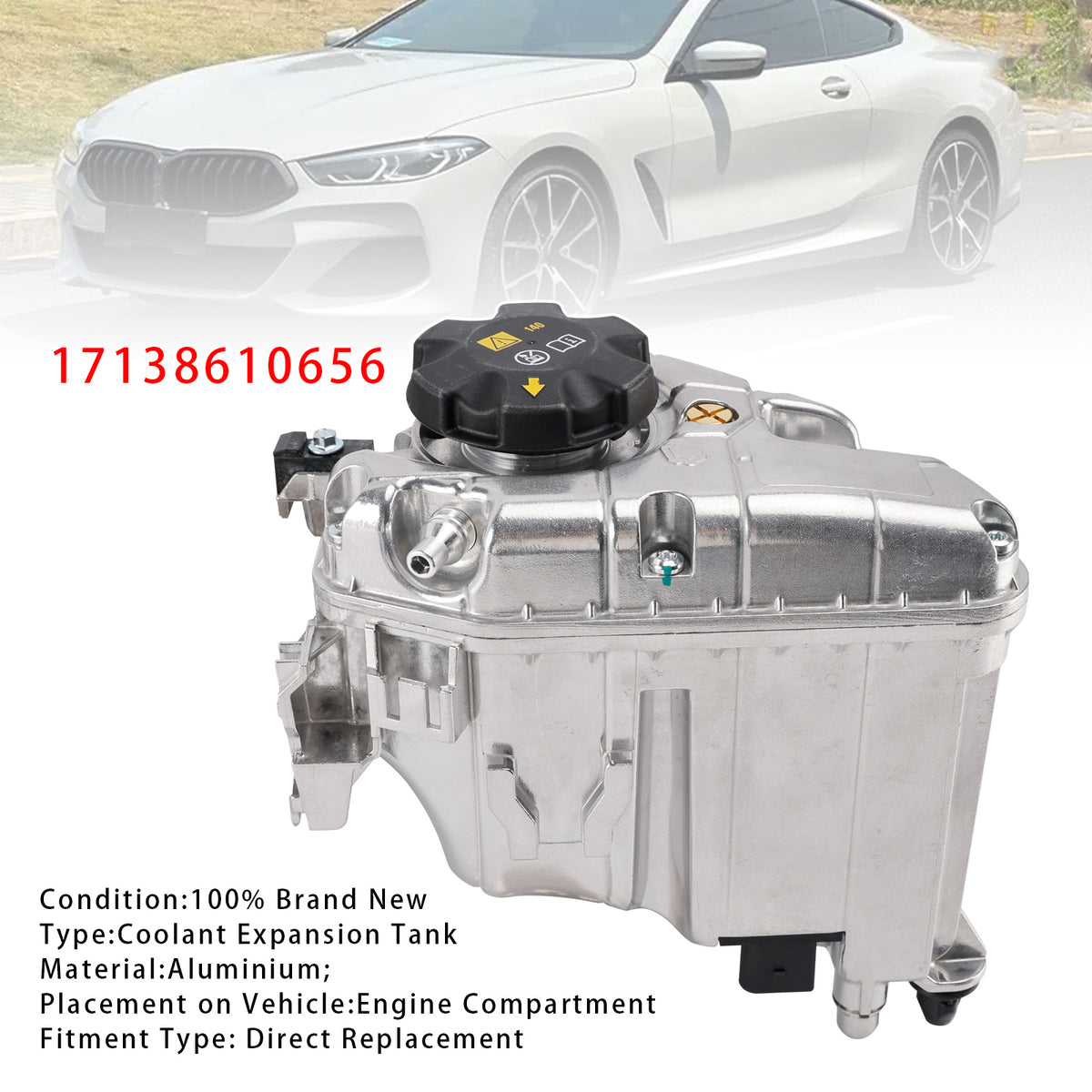 Aluminum Coolant Reservoir Expansion Tank For BMW 530e 530i 740i G15 17138610656