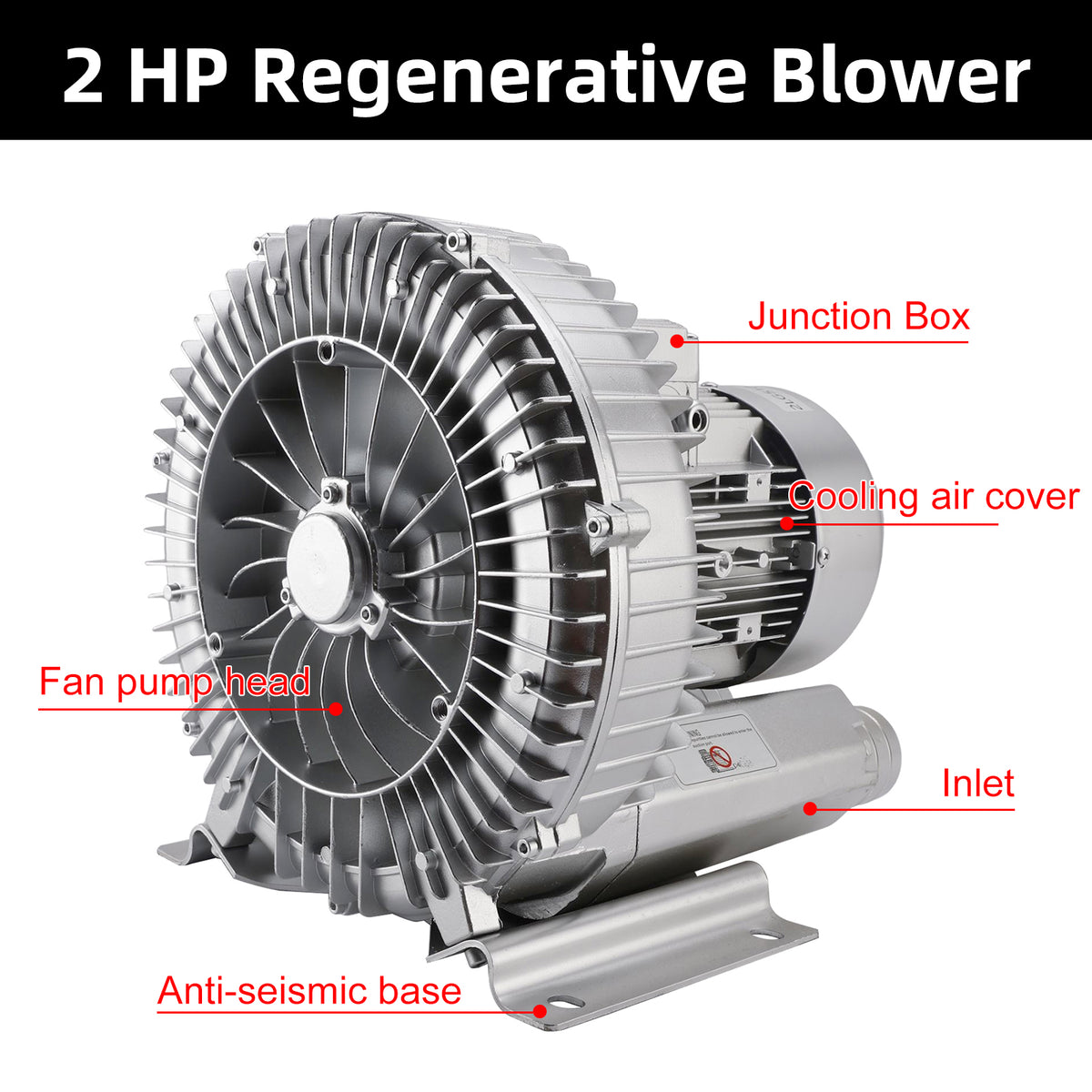 2LG510-7AA21 Regenerative Blower 2HP 110-120V | 1.75 KW 150 CFM Air Pump Blower