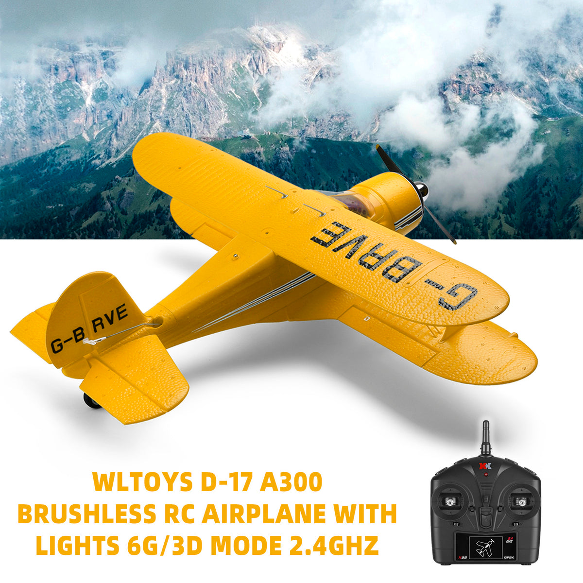 Wltoys D-17 A300 Brushless RC Airplane With Lights 6G/3D Mode 2.4Ghz Kid Toy