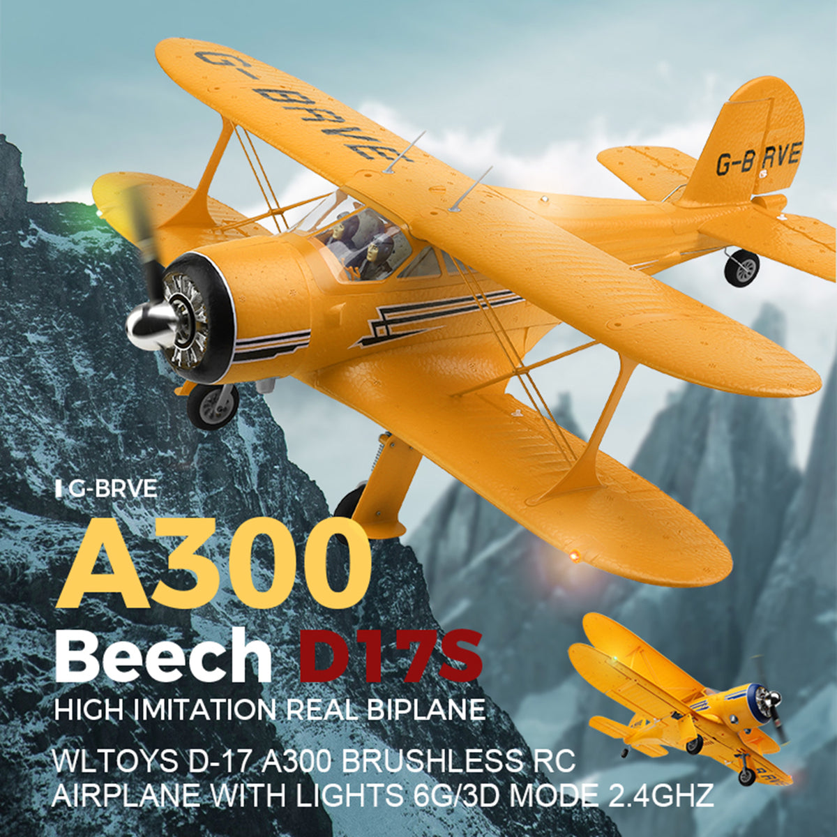 Wltoys D-17 A300 Brushless RC Airplane With Lights 6G/3D Mode 2.4Ghz Kid Toy