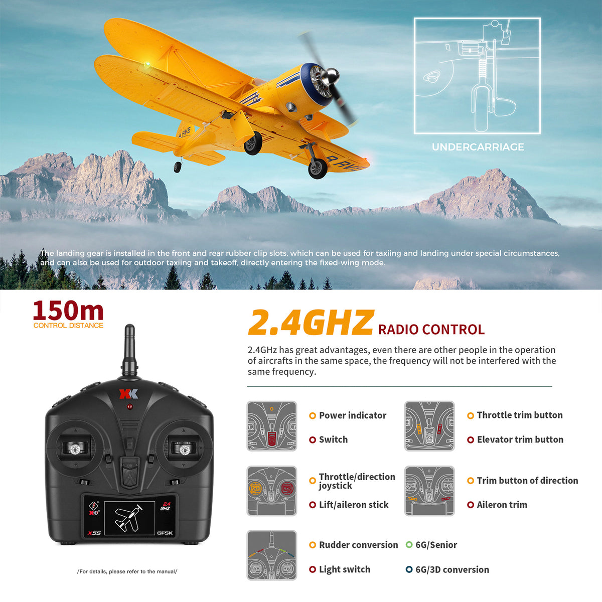 Wltoys D-17 A300 Brushless RC Airplane With Lights 6G/3D Mode 2.4Ghz Kid Toy