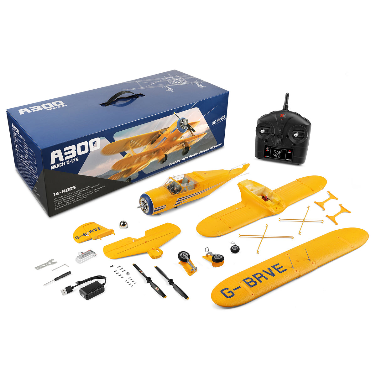 Wltoys D-17 A300 Brushless RC Airplane With Lights 6G/3D Mode 2.4Ghz Kid Toy