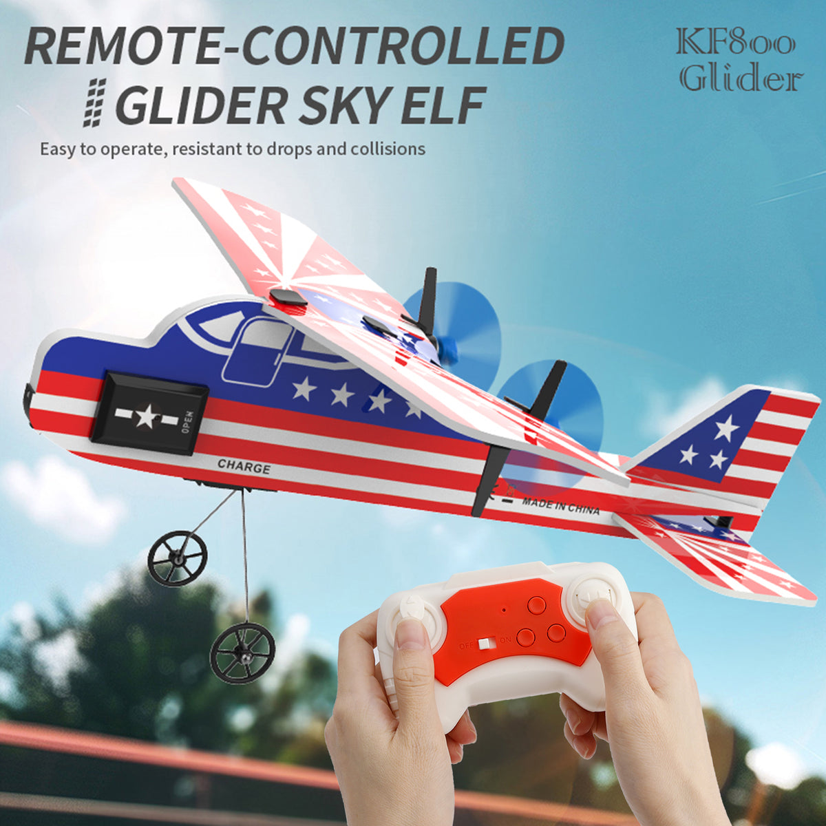 KF800 2.4G Remote Control Glider With Cool Light Plane Flying Airplane Toy Red