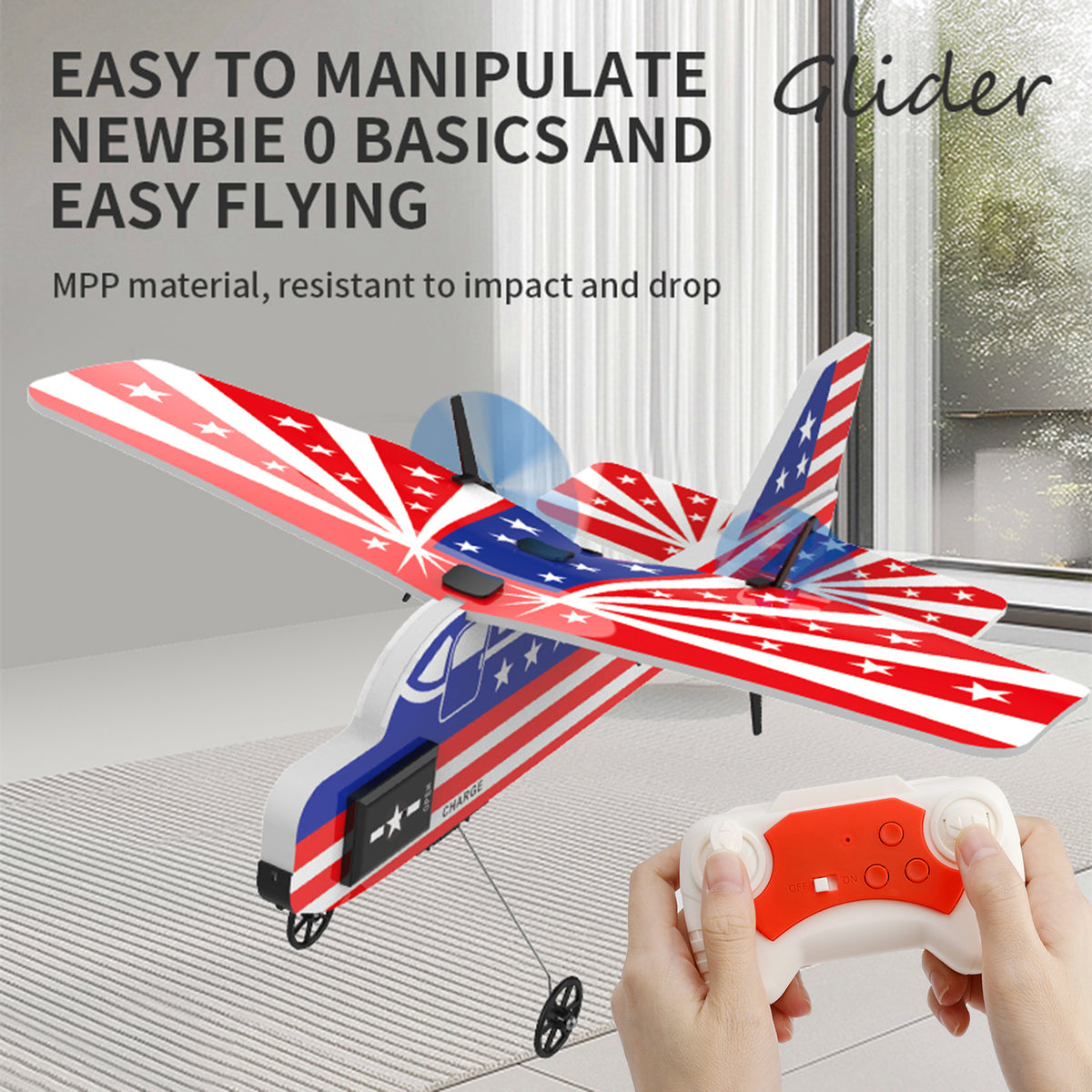 KF800 2.4G Remote Control Glider With Cool Light Plane Flying Airplane Toy Red