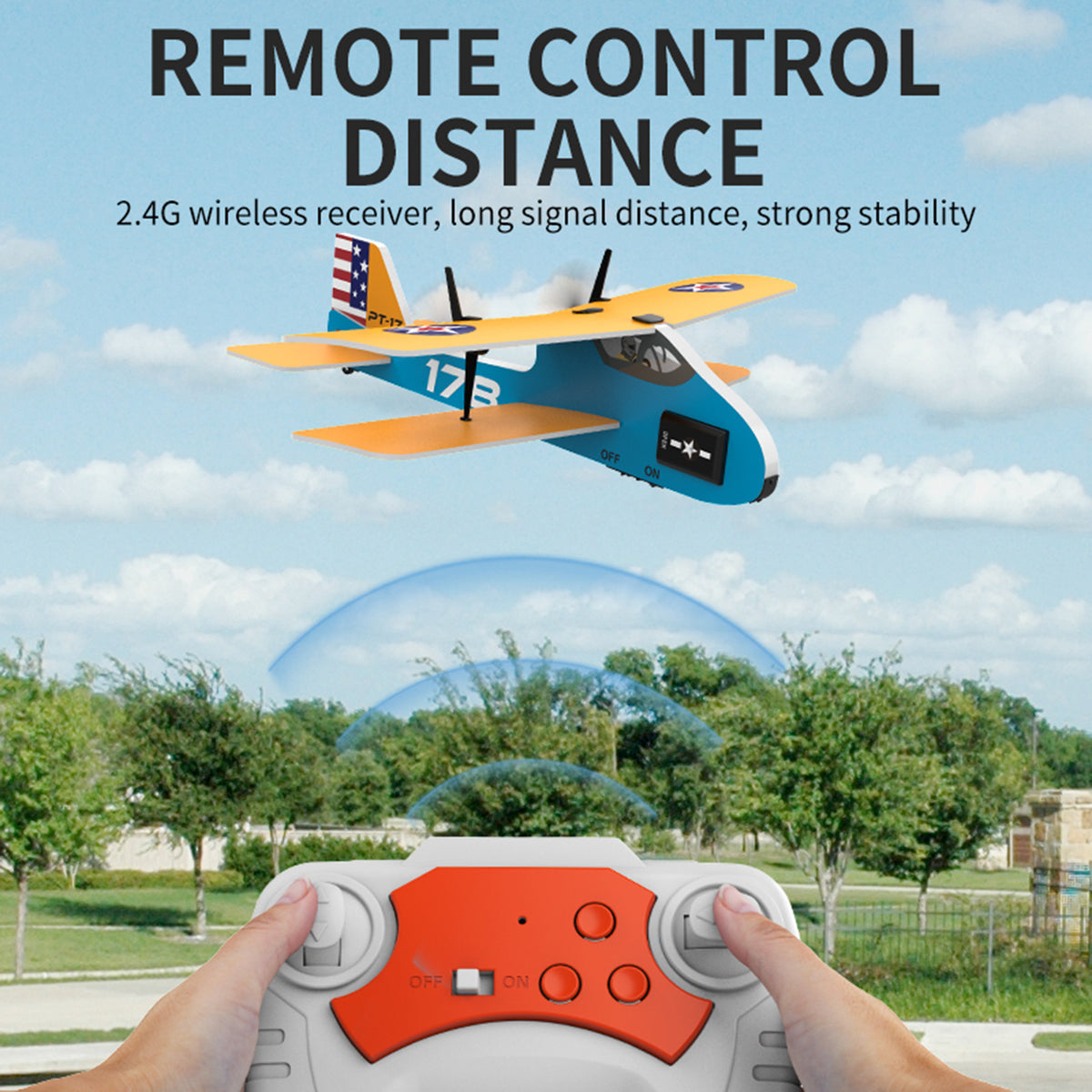 KF801 2.4G Remote Control Glider With Cool Light Flying Airplane Toy Yellow