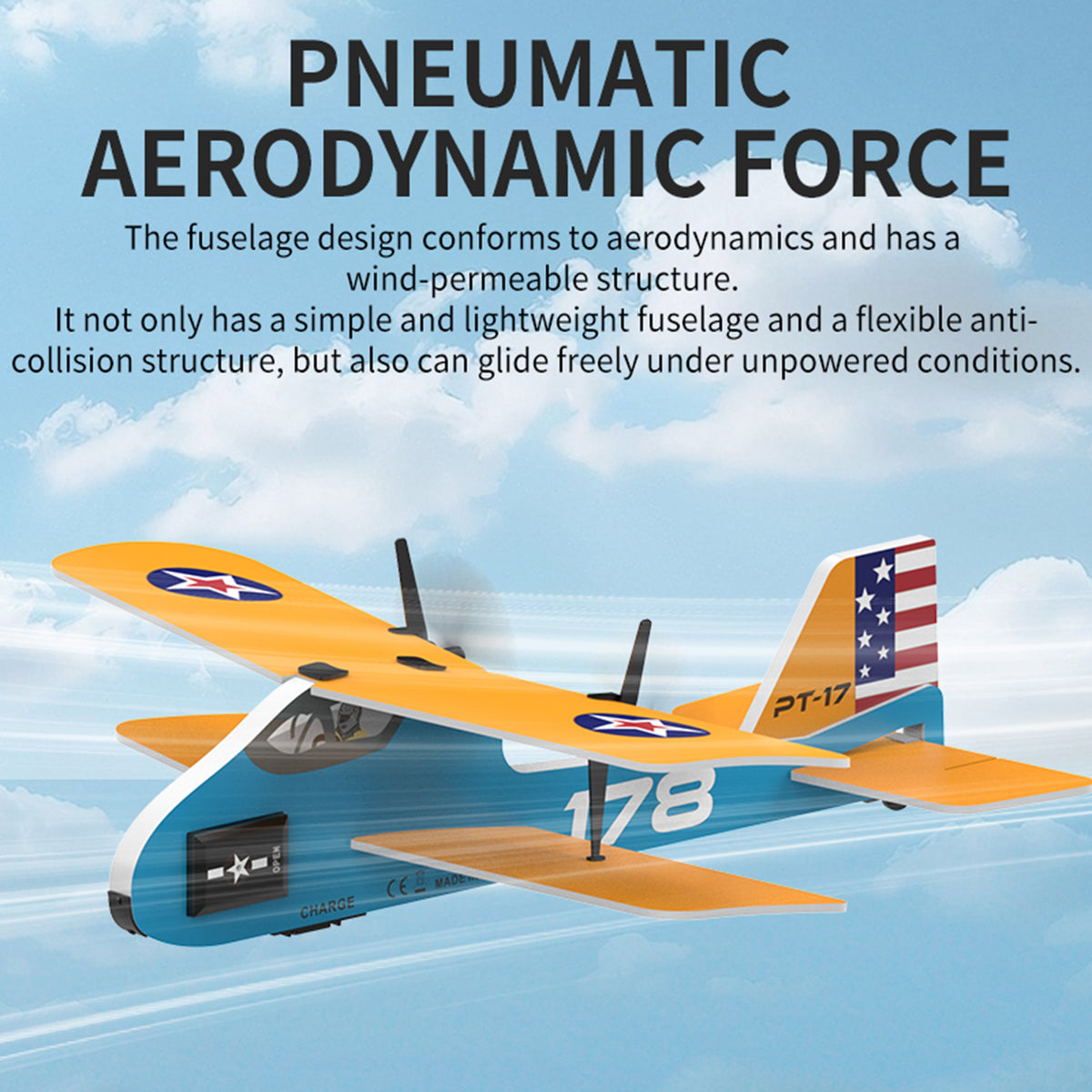 KF801 2.4G Remote Control Glider With Cool Light Flying Airplane Toy Yellow