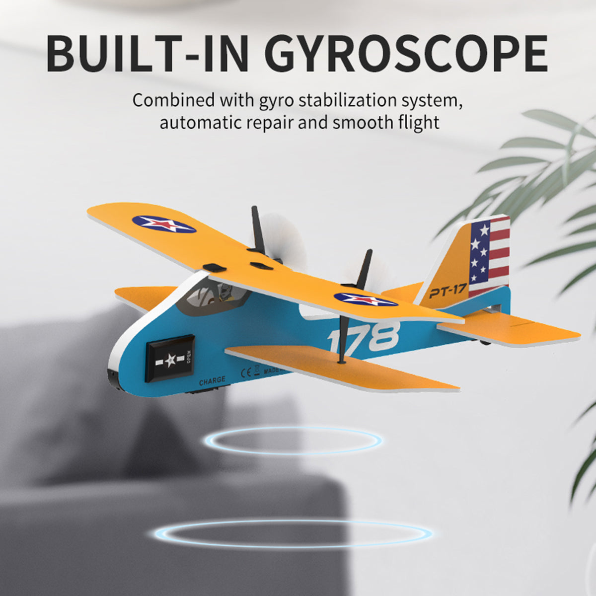 KF801 2.4G Remote Control Glider With Cool Light Flying Airplane Toy Yellow