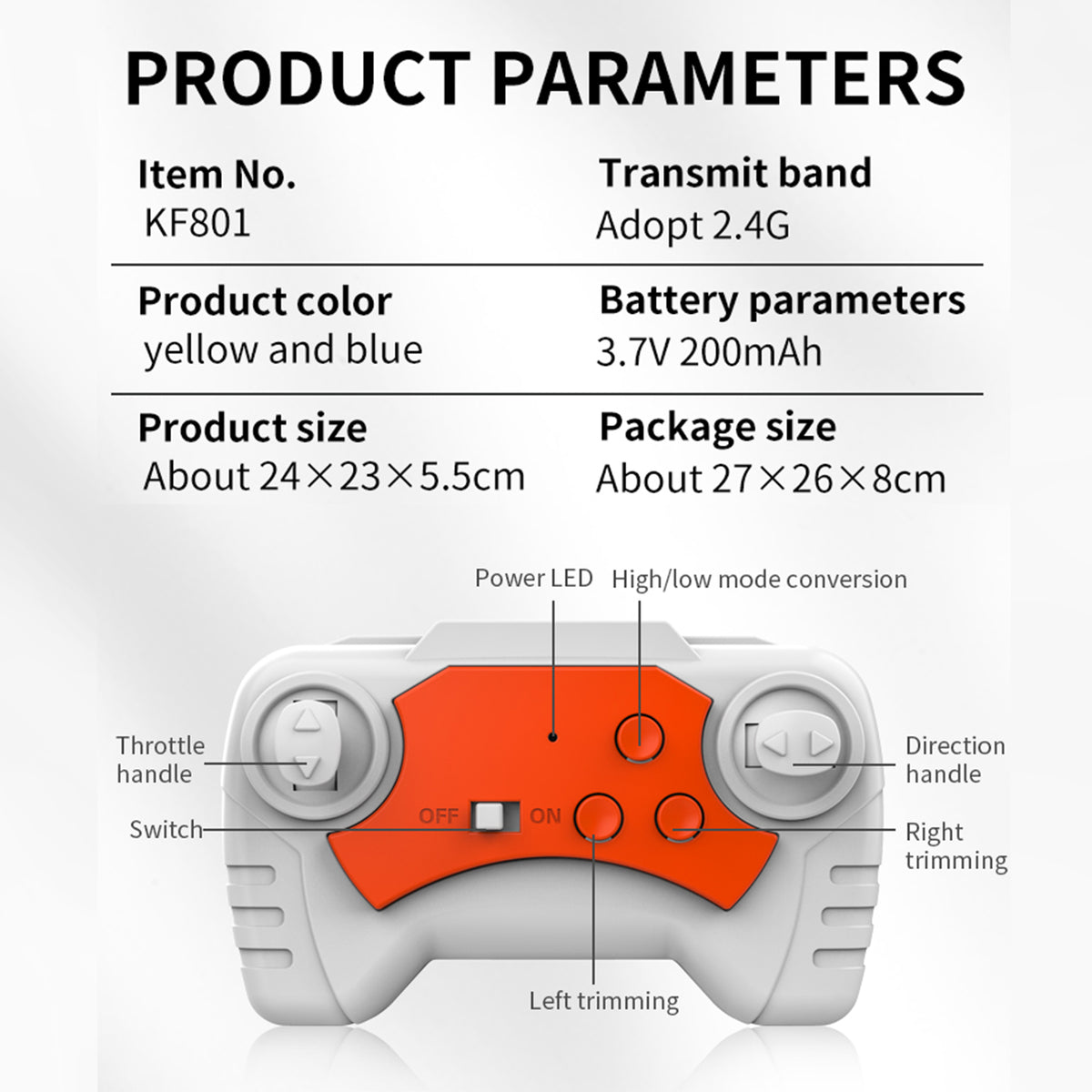 KF801 2.4G Remote Control Glider With Cool Light Flying Airplane Toy Yellow