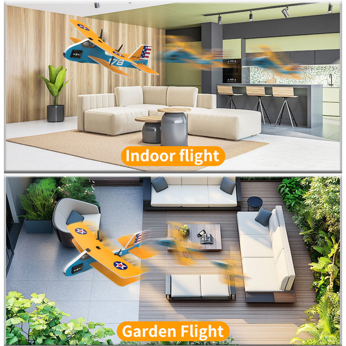 KF801 2.4G Remote Control Glider With Cool Light Flying Airplane Toy Yellow