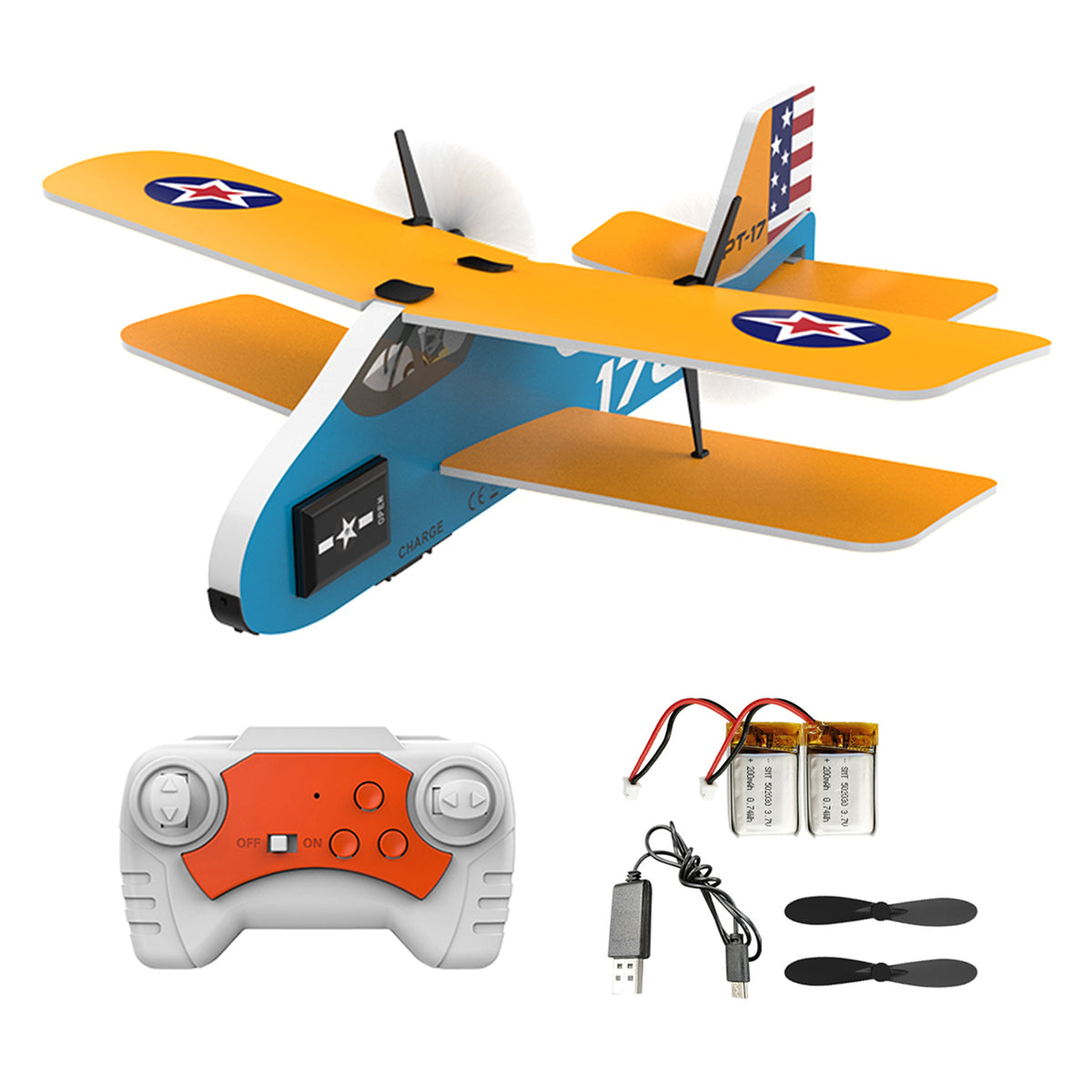 KF801 2.4G Remote Control Glider With Cool Light Flying Airplane Toy Yellow