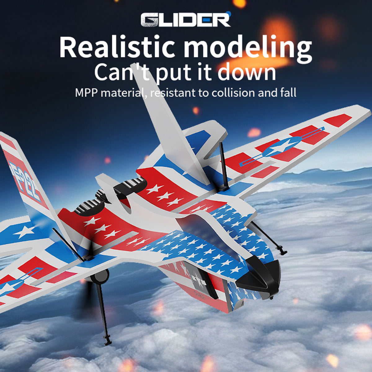 KF804 2.4G Remote Control Glider With Cool Light Flying Airplane Toy Gift Red