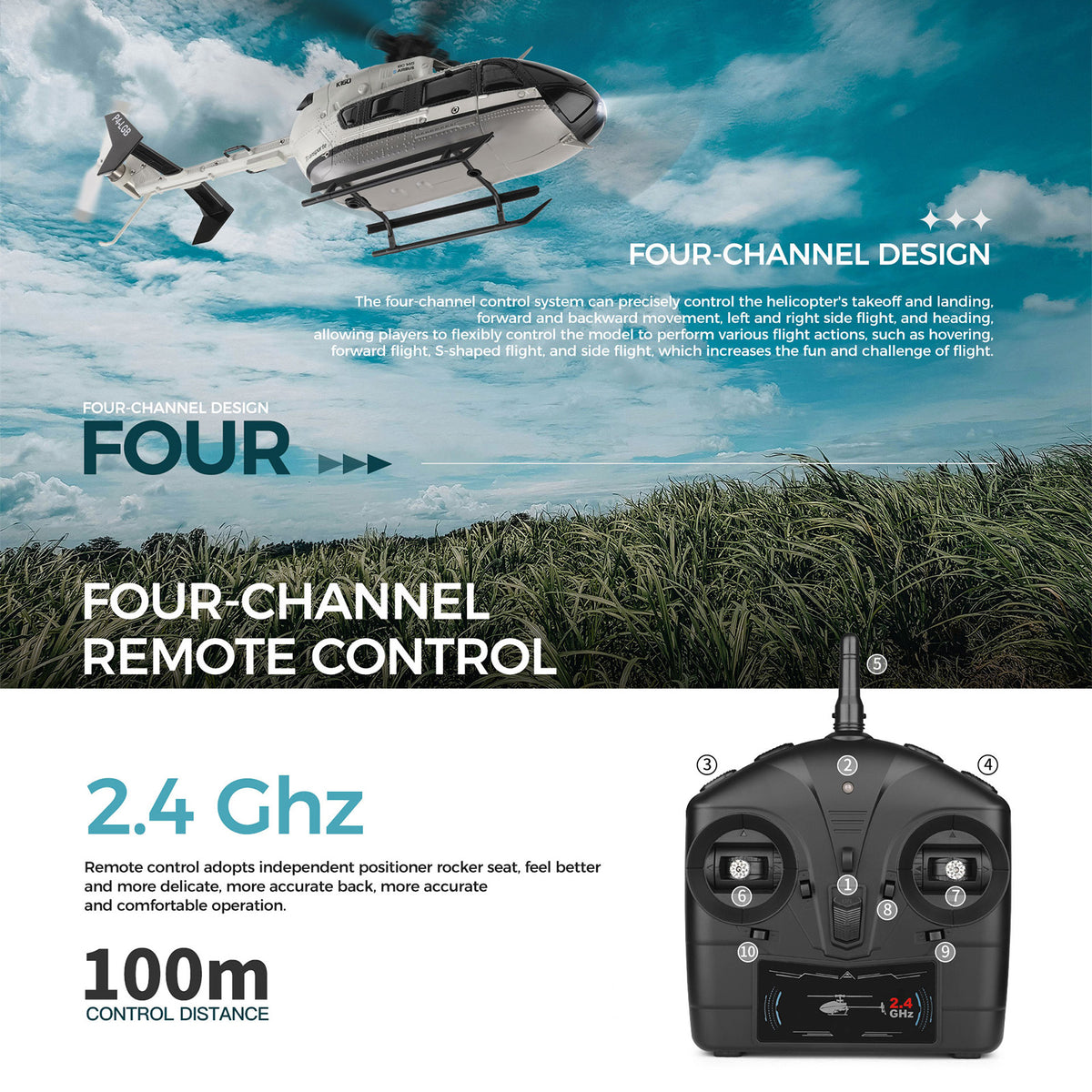 WLtoys K160 Brushless Motor 2.4Ghz 4CH 6-Axis Gyro EC-145 Model RC Helicopter