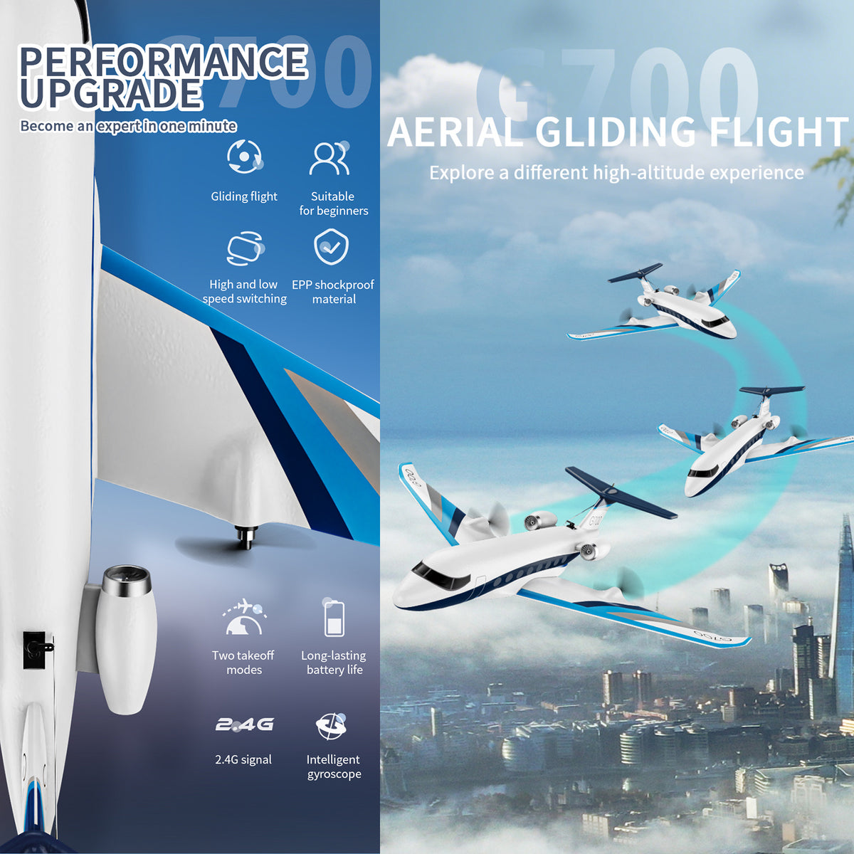 Z67 2.4G Remote Control Fixed Wing Passenger Airplane Toy Gift With 2 Batteries