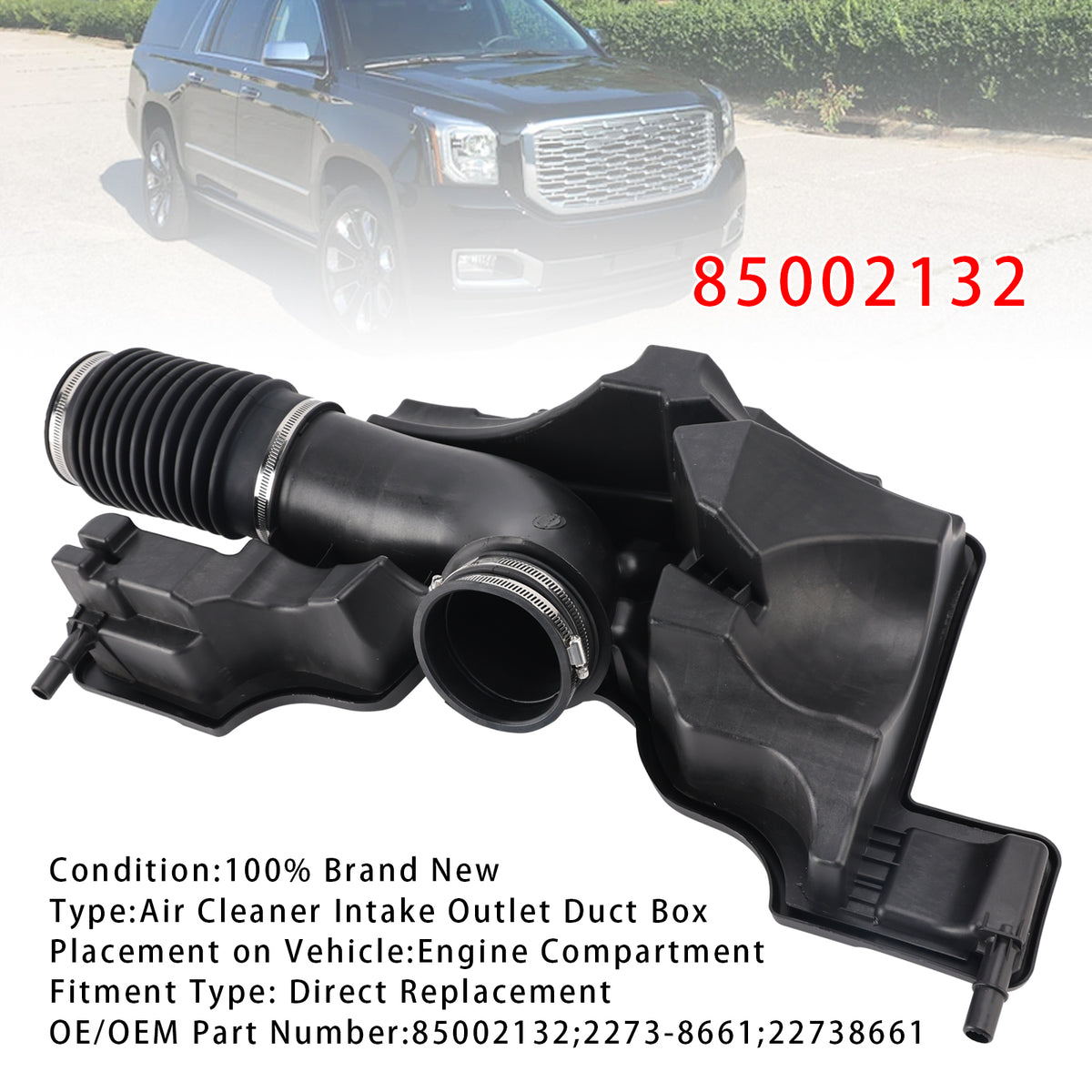 Engine Air Cleaner Intake Outlet Duct Box For Chevrolet GMC 14-20 85002132