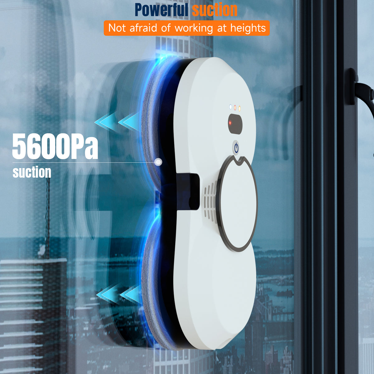 Auto Window Cleaning Robot Edge Detection AI Path Single-sided water spray 5600PA Suction Power