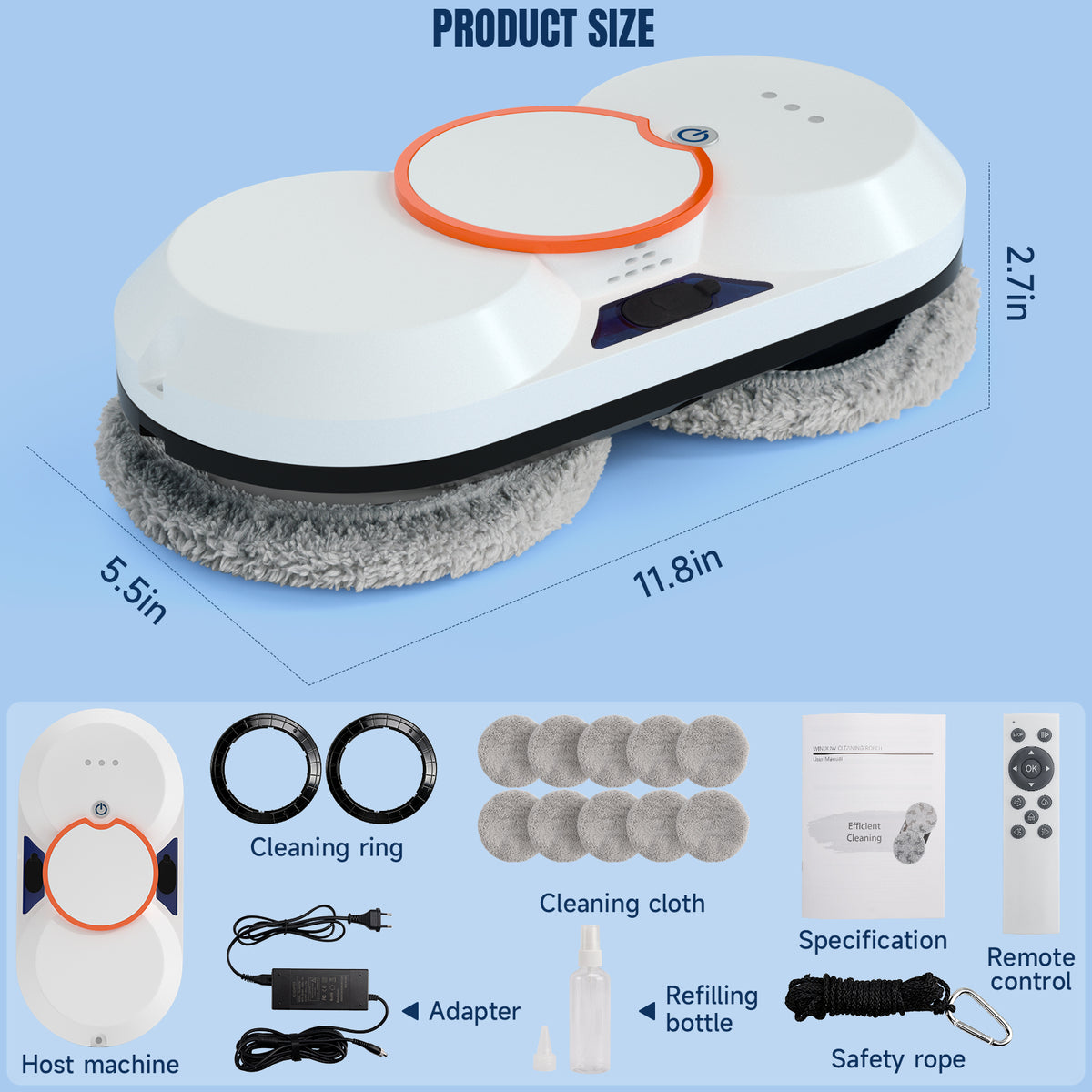 Smart Window Cleaning Robot with 5600Pa Suction Power