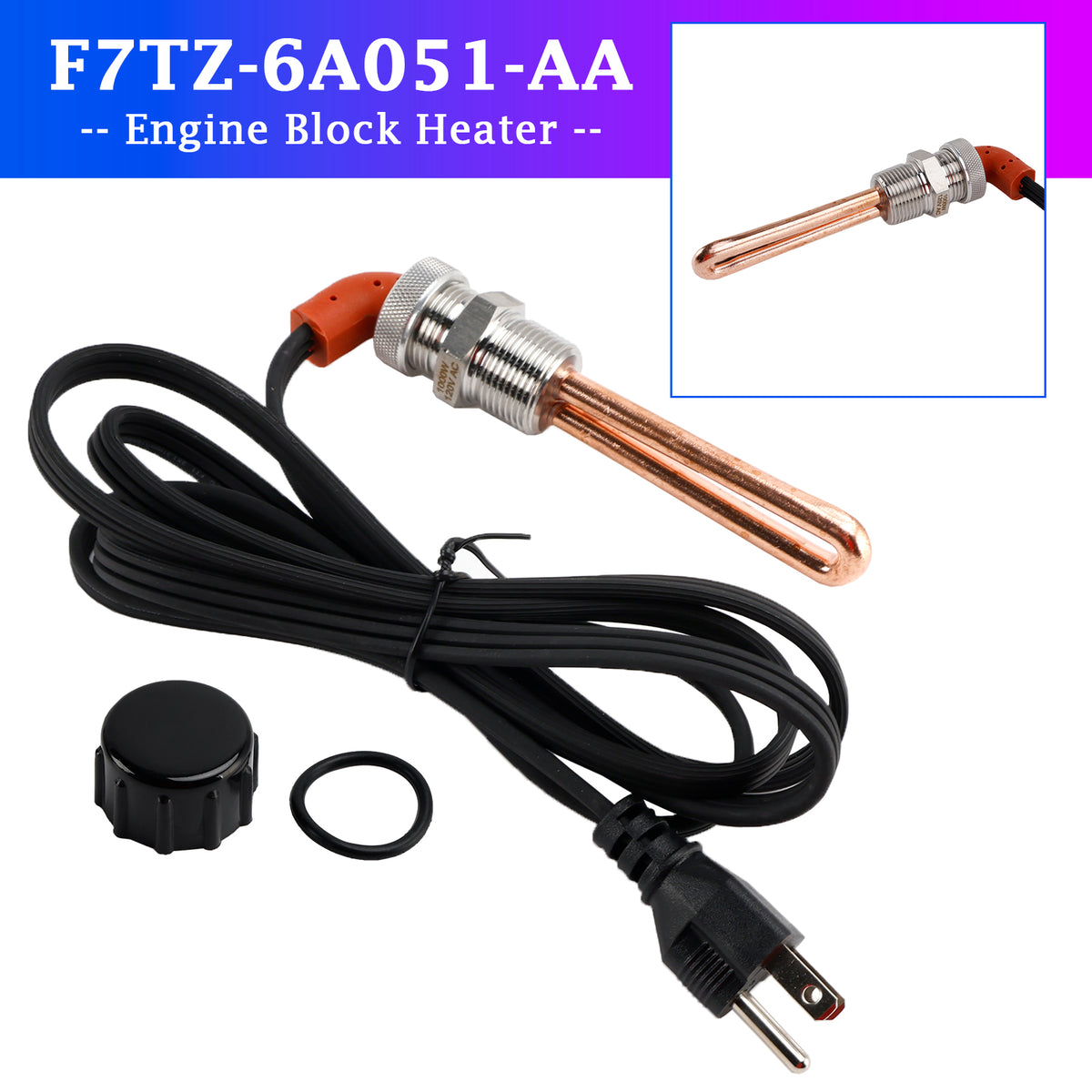 F7TZ-6A051-AA Engine Block Heater for Ford 7.3 7.3L Diesel 97-03 120V 1000W