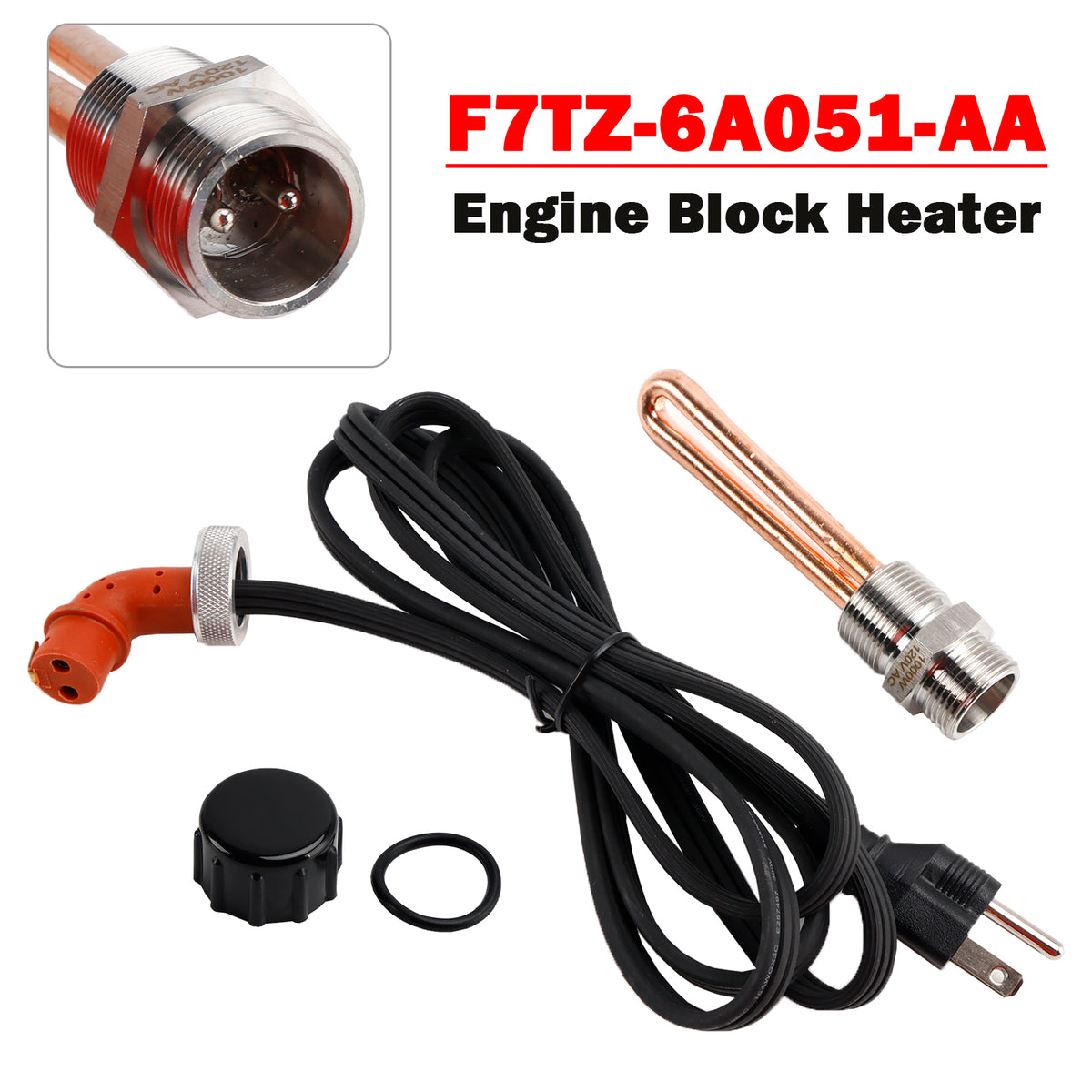 F7TZ-6A051-AA Engine Block Heater for Ford 7.3 7.3L Diesel 97-03 120V 1000W