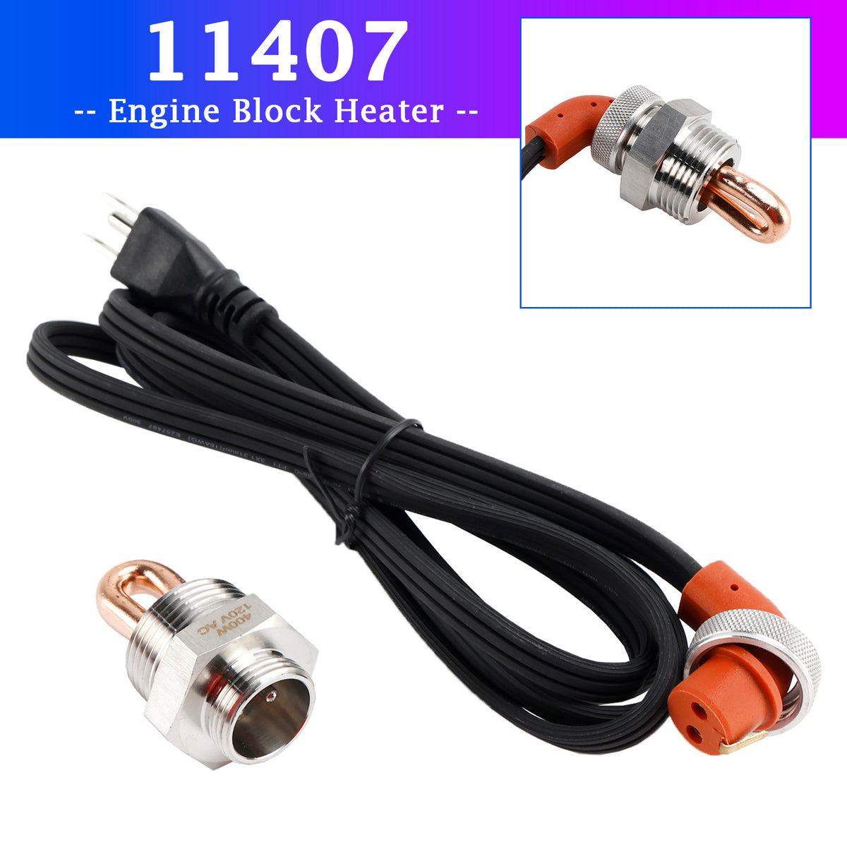 11407 Engine Block Heater for Yanmar 3T72HLE 4TN82E 4TNE98 YYDXL4.4 1 D4T