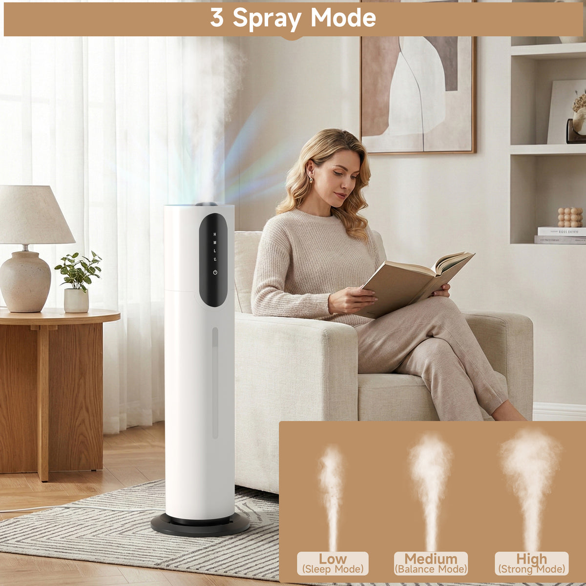 1.98gal/7.5L Bedroom Silent Humidifier Suitable for Large Room