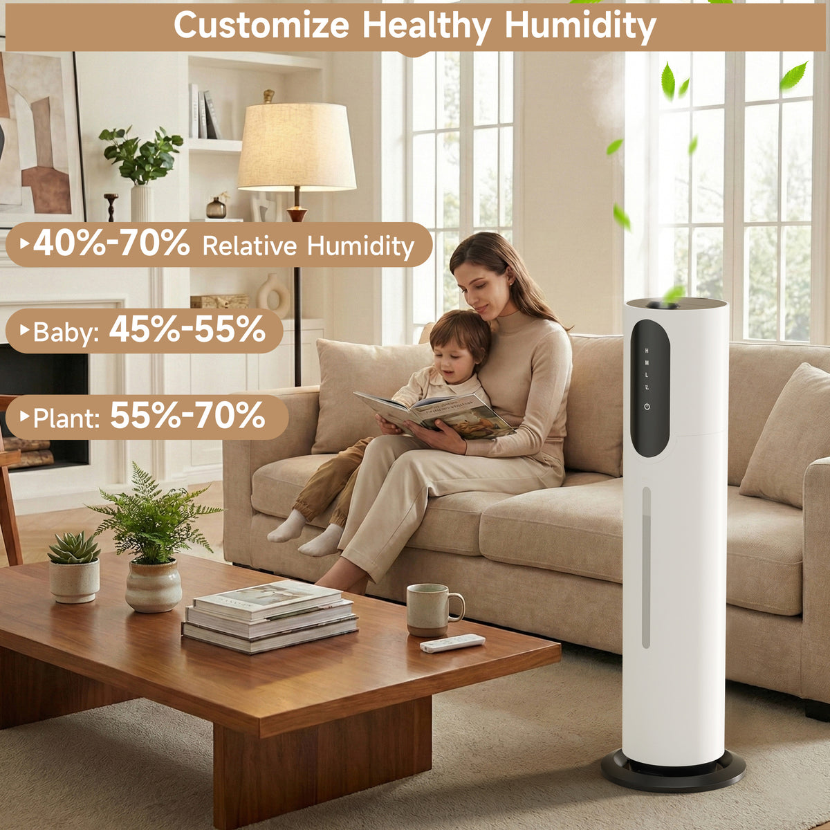 1.98gal/7.5L Bedroom Silent Humidifier Suitable for Large Room