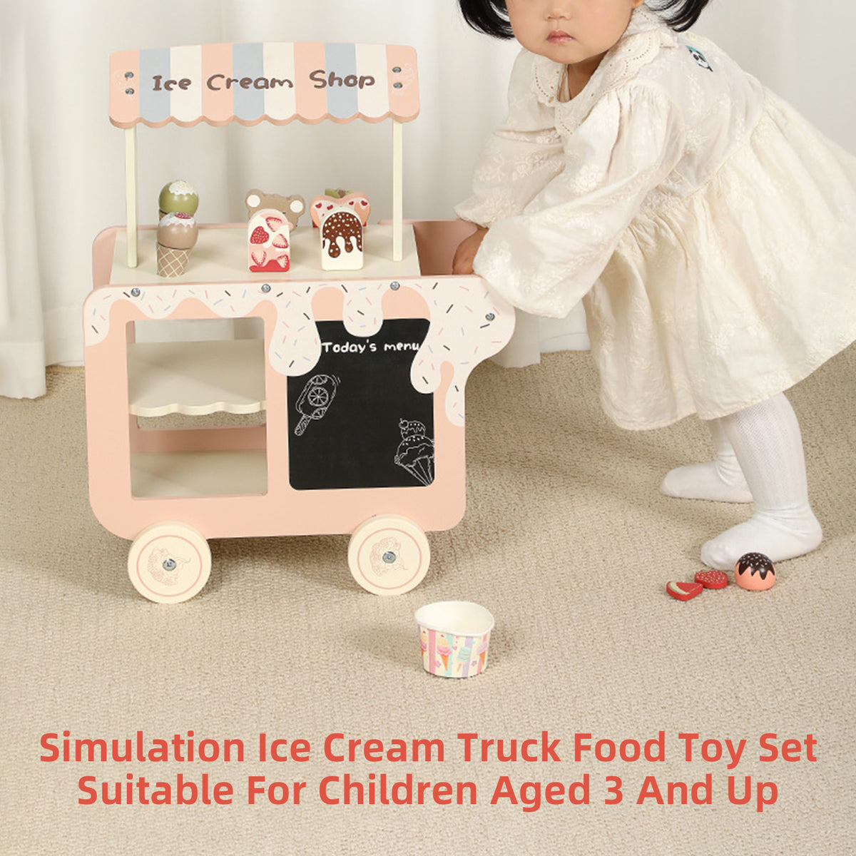 Simulation Ice Cream Truck Food Toy Set Suitable For Children Aged 3 And Up