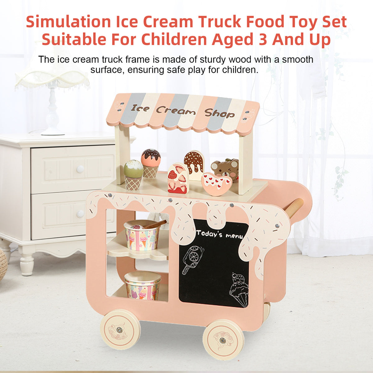Simulation Ice Cream Truck Food Toy Set Suitable For Children Aged 3 And Up