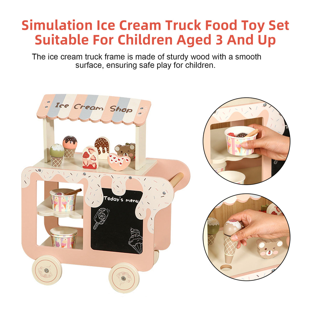 Simulation Ice Cream Truck Food Toy Set Suitable For Children Aged 3 And Up