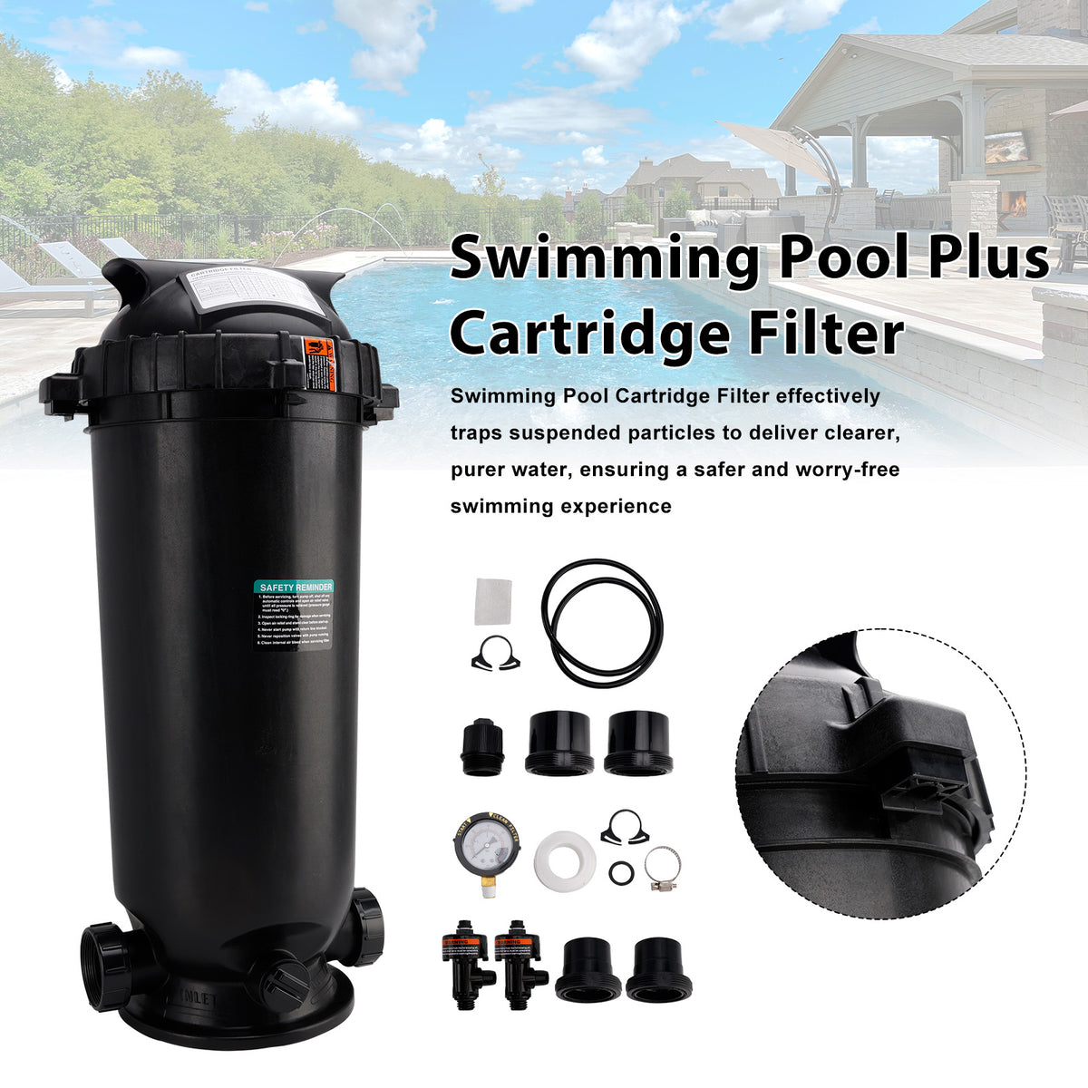W3C17502 Pool Cartridge Filter Assembly 175 Sq.Ft For Hayward StarClear Plus