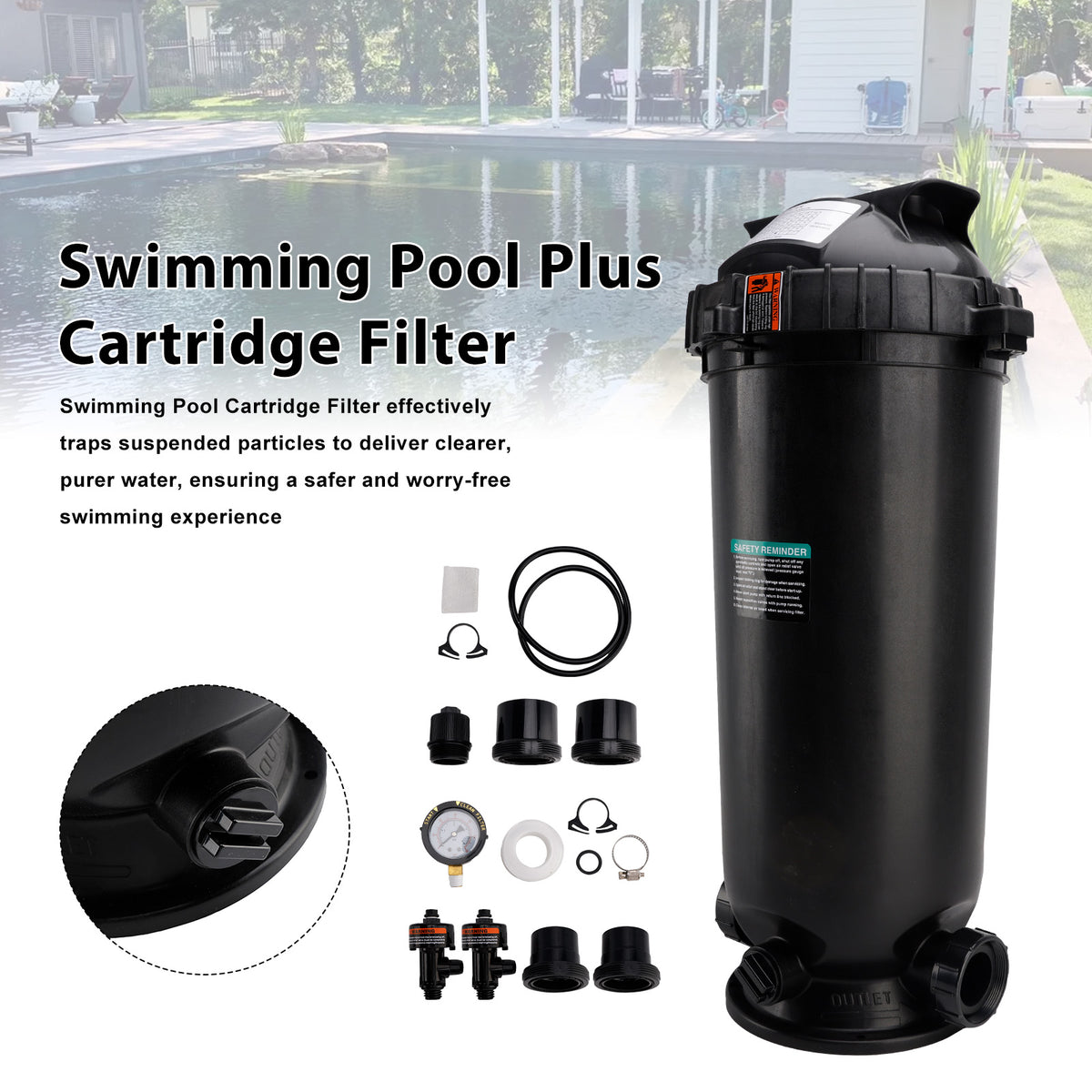 W3C17502 Pool Cartridge Filter Assembly 175 Sq.Ft For Hayward StarClear Plus