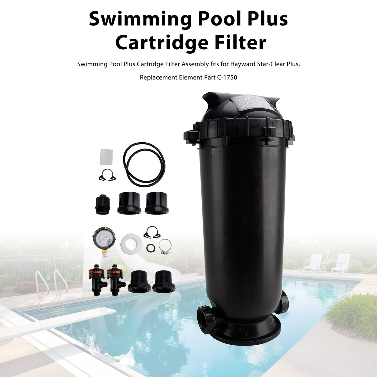 W3C17502 Pool Cartridge Filter Assembly 175 Sq.Ft For Hayward StarClear Plus