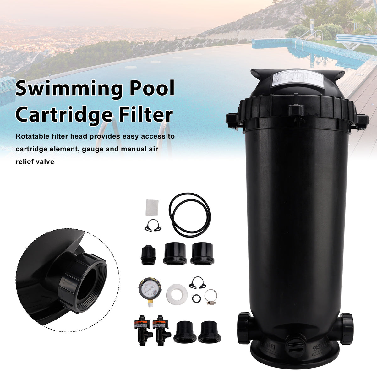 W3C12002 Pool Cartridge Filter Assembly 120 Sq.Ft For Hayward StarClear Plus