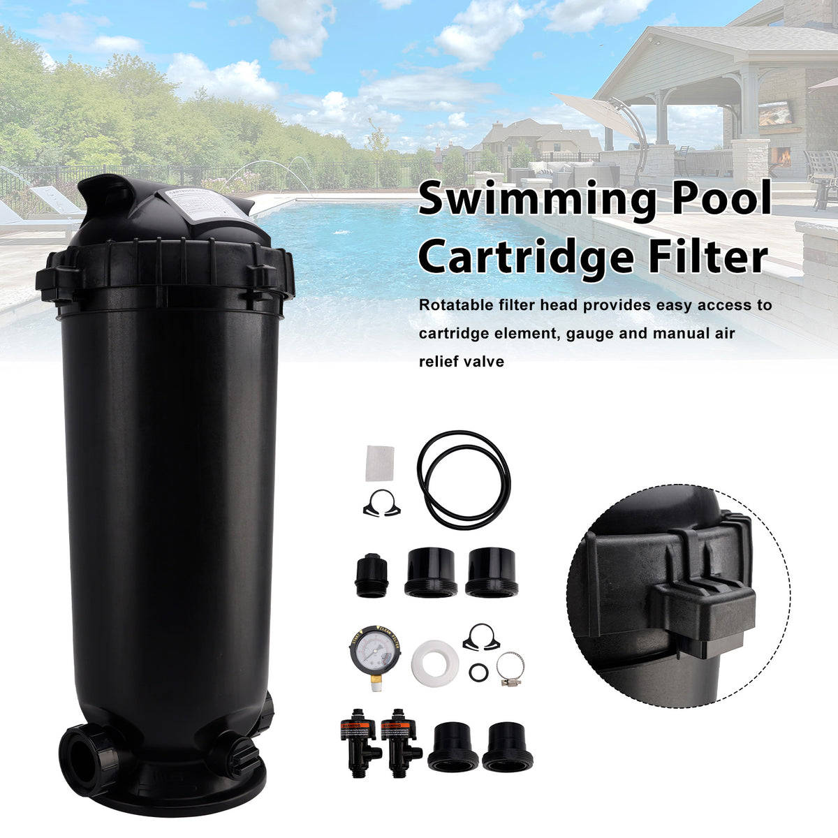 W3C12002 Pool Cartridge Filter Assembly 120 Sq.Ft For Hayward StarClear Plus