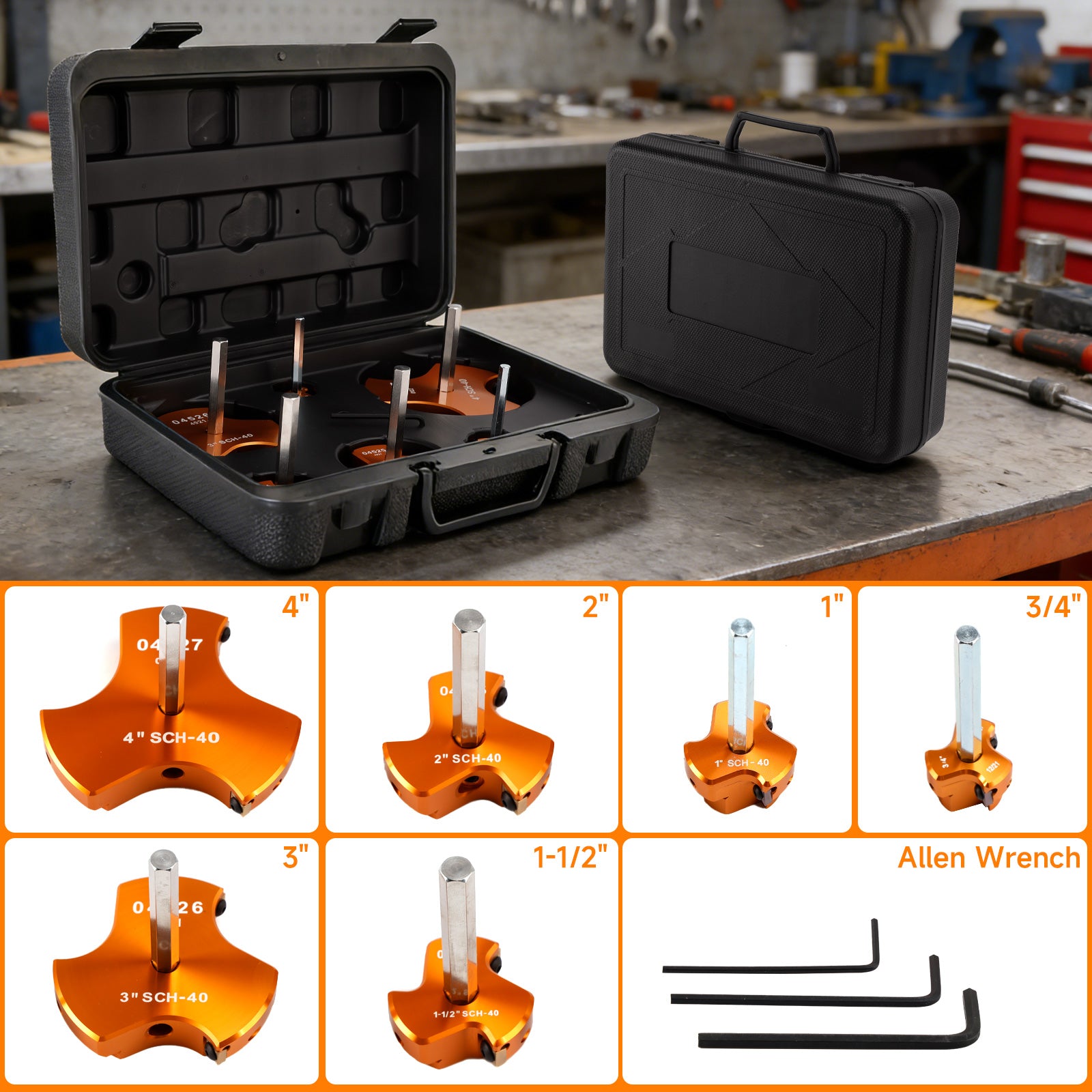 6 PCS Triple Blade PVC Pipe Reamer Kit Pipe Fitting Reamer Tool For Plumbing