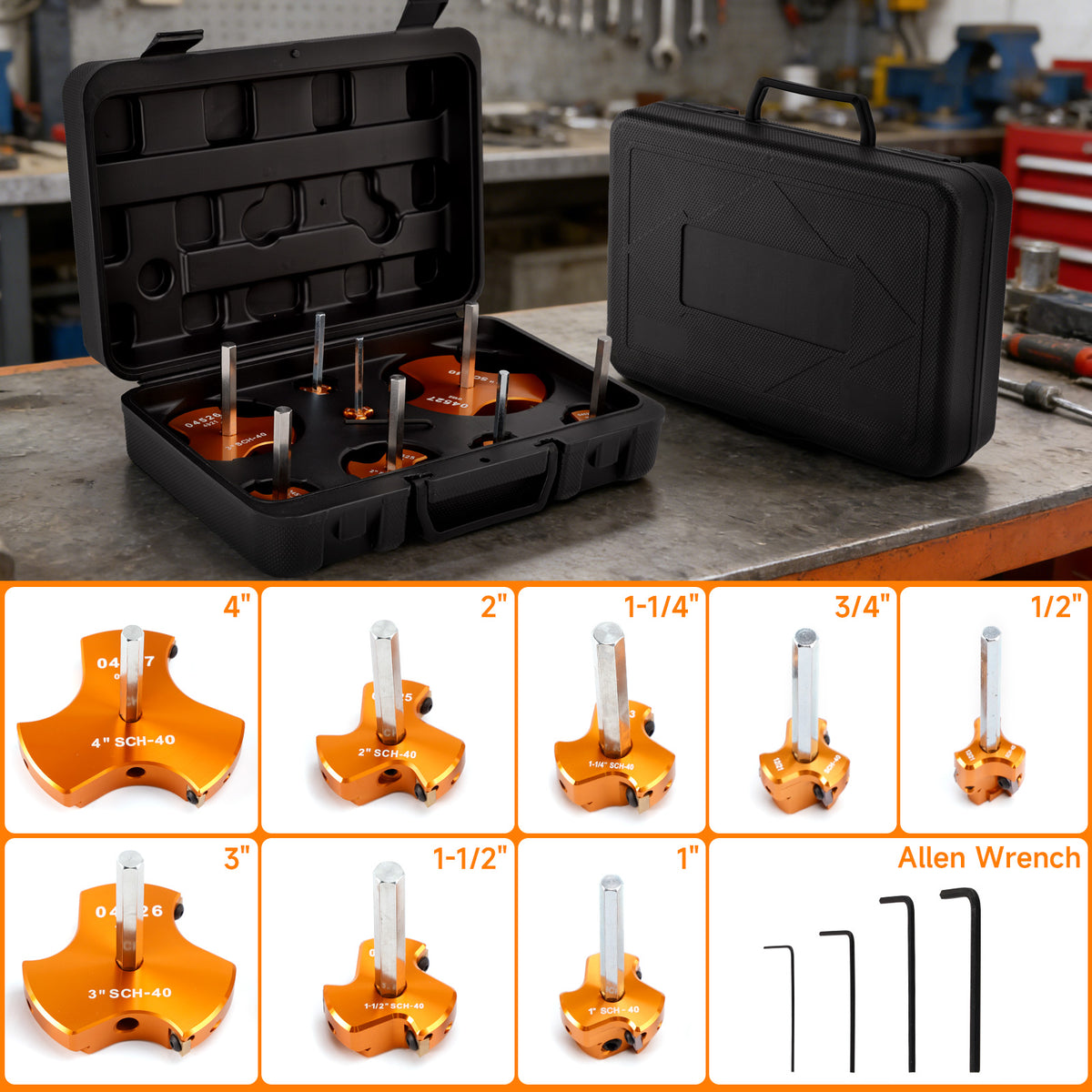 8 PCS Triple Blade PVC Pipe Reamer Kit Pipe Fitting Reamer Tool For Plumbing