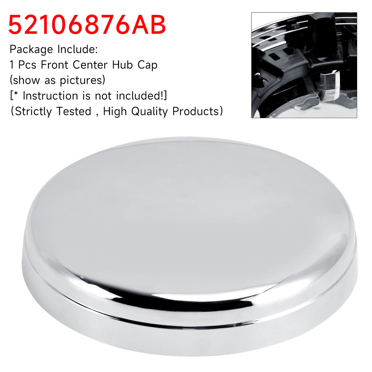 2011-2018 RAM 3500 (5 slot 17" steel wheels) Front Center Hub Cap 52106876AB 52106876AD Generic